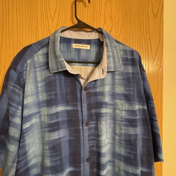 Tommy Bahama Men's Silk Button-Down Shirt XXL Blue Plaid Short Sleeve - Picture 2 of 9